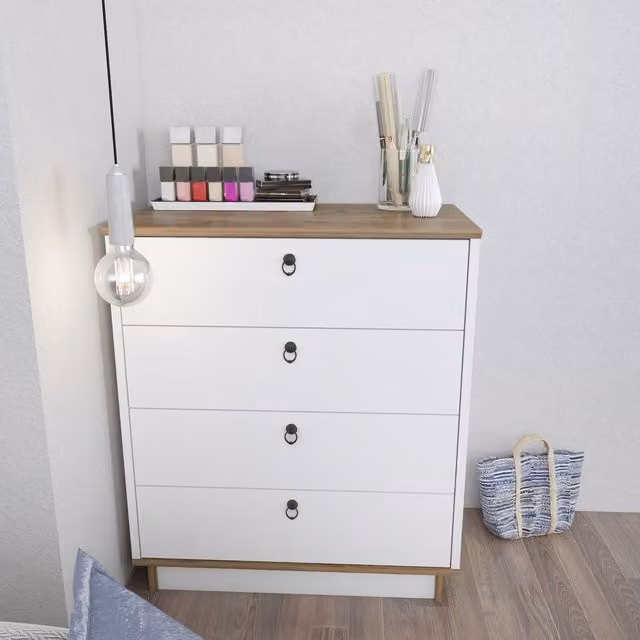 Decorotika Sahra Wide Modern Dresser in White and Wood