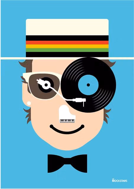 Mockstars Elton John Abstract Modern Multicolour Art Print, A2