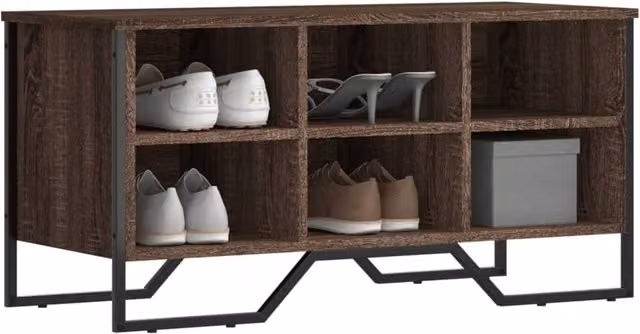 Berkfield Home Industrial Shoe Cabinet in Brown Oak, W/D/H: 90 x 38 x 45.5 cm – 1