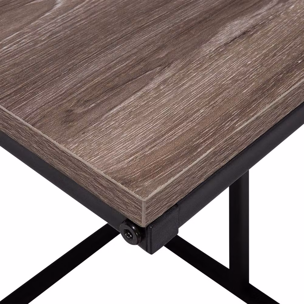 Wyld and Coco U Shape Side Table in Brown and Black with MDF Laminate Top and Metal Sled Base, W/D/H: 40 x 40 x 40 cm – 3