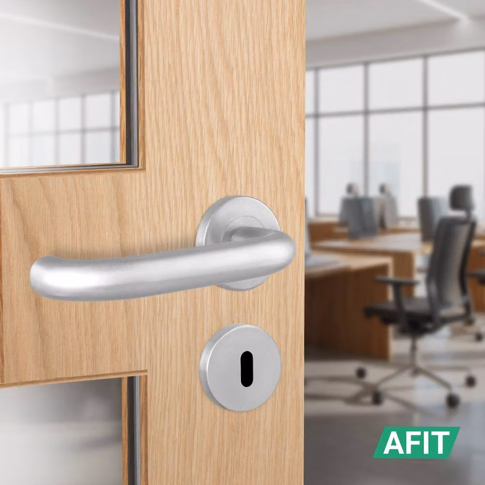 AFIT Satin Stainless Steel Fire Rated Return to Door Handles with Sash Lock and Hinges in Silver, 150 x 150 mm – 5