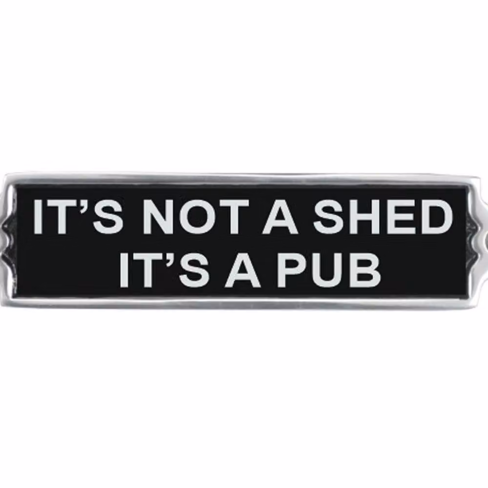 Minster Its Not A Shed Door Sign, Black Aluminium Wall Plaque, W: 20 cm, H: 6 cm – 2