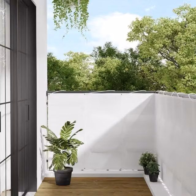 Berkfield Home White Polyester Balcony Cover, W: 120 cm, H: 700 cm