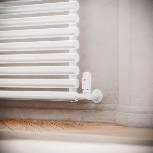 Terma Vario Vision 3-Axis Corner Accessory Valve Set with Pipe Masking, Left Sided, Matt White – 3