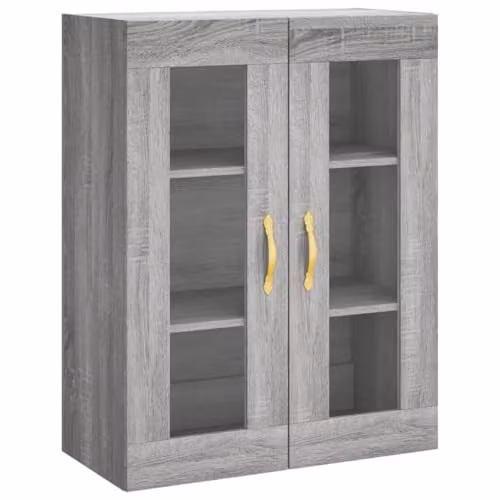 vidaXL Wall Mounted Cabinet in Grey with Glass Doors, W/D/H: 69.5 x 34 x 90 cm – 1