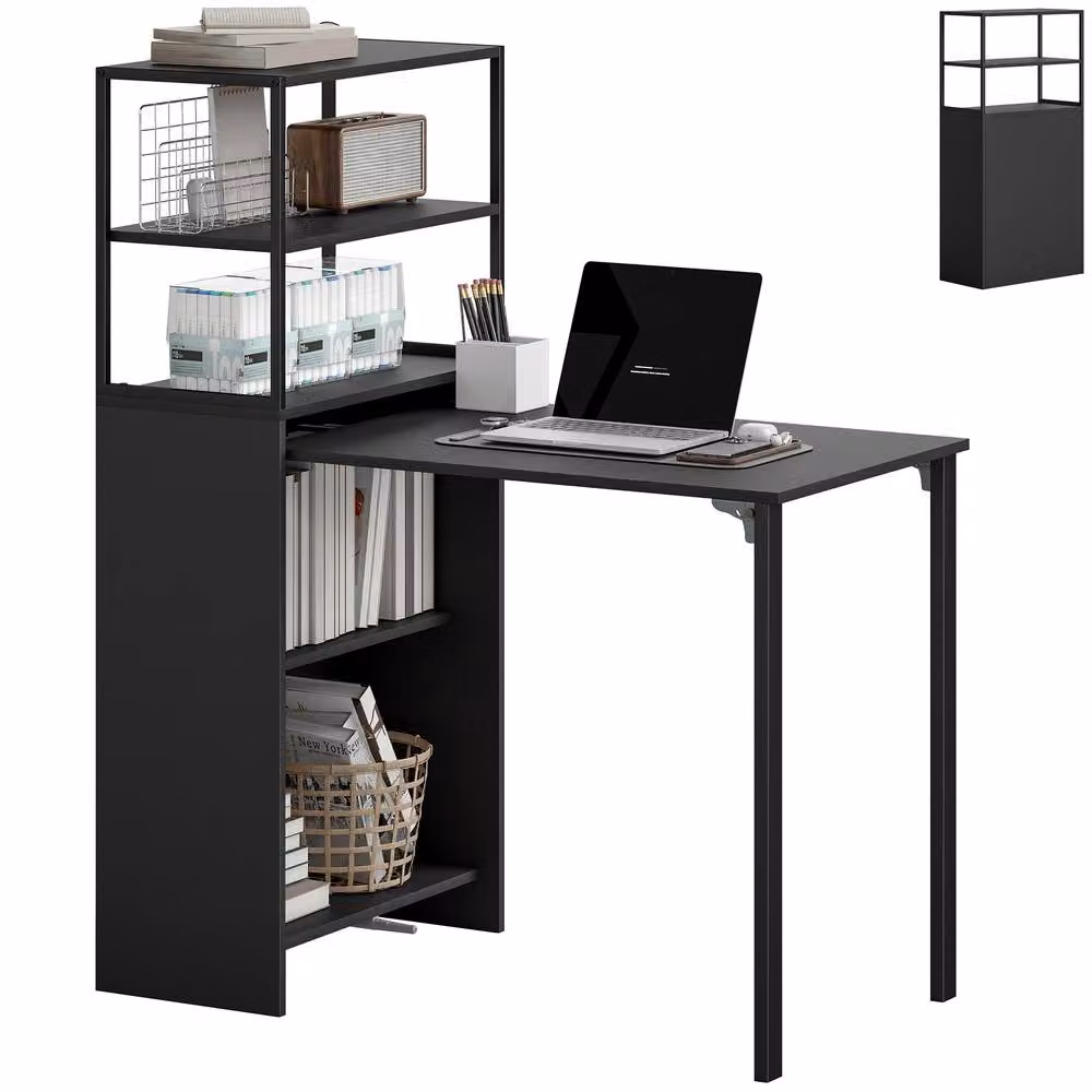 HOMCOM Black Foldable Computer Desk for Home Office – 2