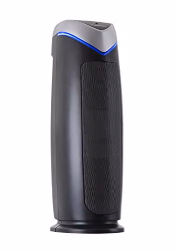 PureMate Hepa Air Purifier with Ioniser and UV Lamp, Black, featuring True Hepa and Activated Carbon Filters with Filter Change Indicator and Timer