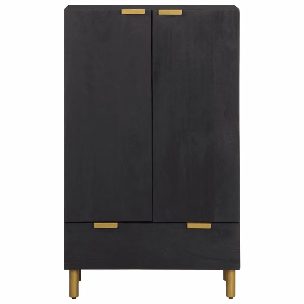 Berkfield Home Modern Black Highboard with Hinged Doors and Internal Shelves, W/D/H: 60 x 33 x 100 cm – 3
