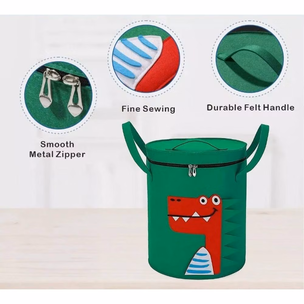 Kelvenix Dinosaur Large Soft Toy Storage Basket Organizer Bag in Green – 2