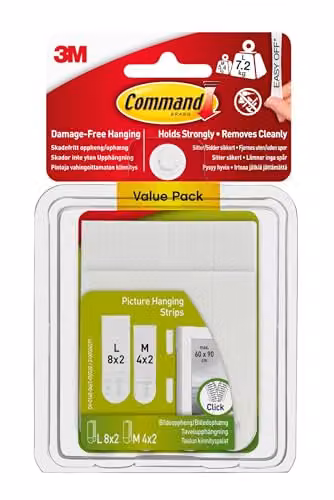 3M Command White Double Sided Picture Hanging Strips Value Pack
