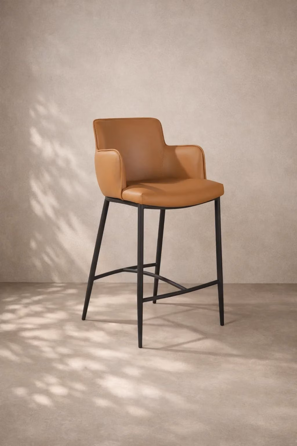 Tommy Franks Kim Modern Counter Stool in Brown with Metal Upholstered Frame, W/D/H: 52.0 x 52.5 x 94.0 cm