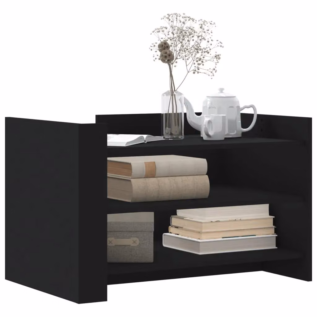Berkfield Home Black Modern Coffee Table in Engineered Wood W/D/H: 80 x 50 x 50 cm – 3