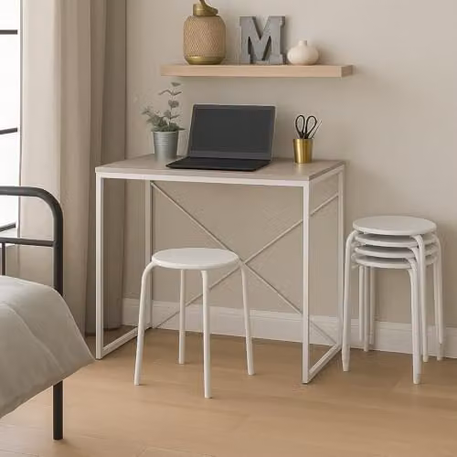 Harbour Housewares Metal Stackable Stool - Matt White – 2