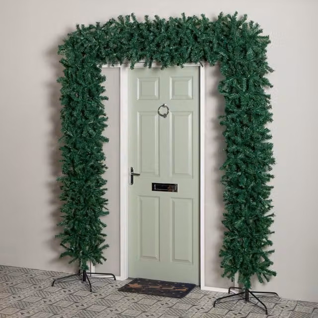 Samuel Alexander Green Single Door Plain Flat Top Christmas Tree Arch – 1