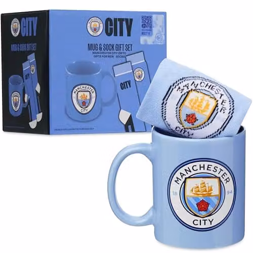 Get Trend Manchester City Mug and Socks Set in Blue, 315ml Ceramic Mug and Calf Socks – 1