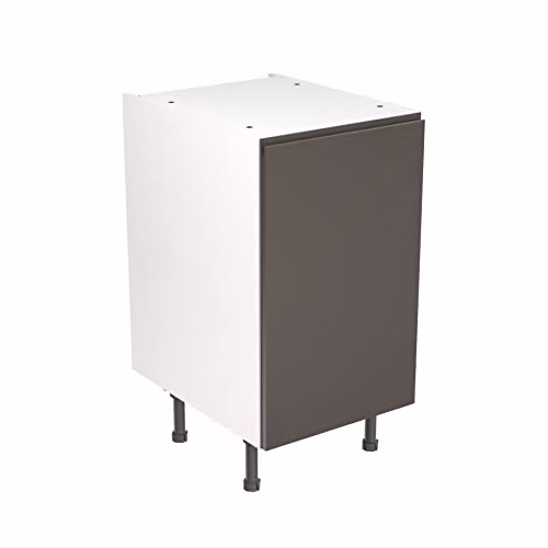 Kitchen Kit Flatpack Base Cabinet with J-Pull Door in Graphite Matt, W: 45.0 cm, H: 87.0 cm, D: 57.0 cm