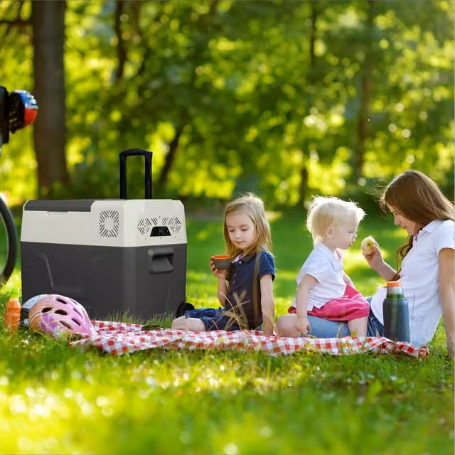 AREBOS Electric Compressor Cool Box with Wheels in Anthracite Grey