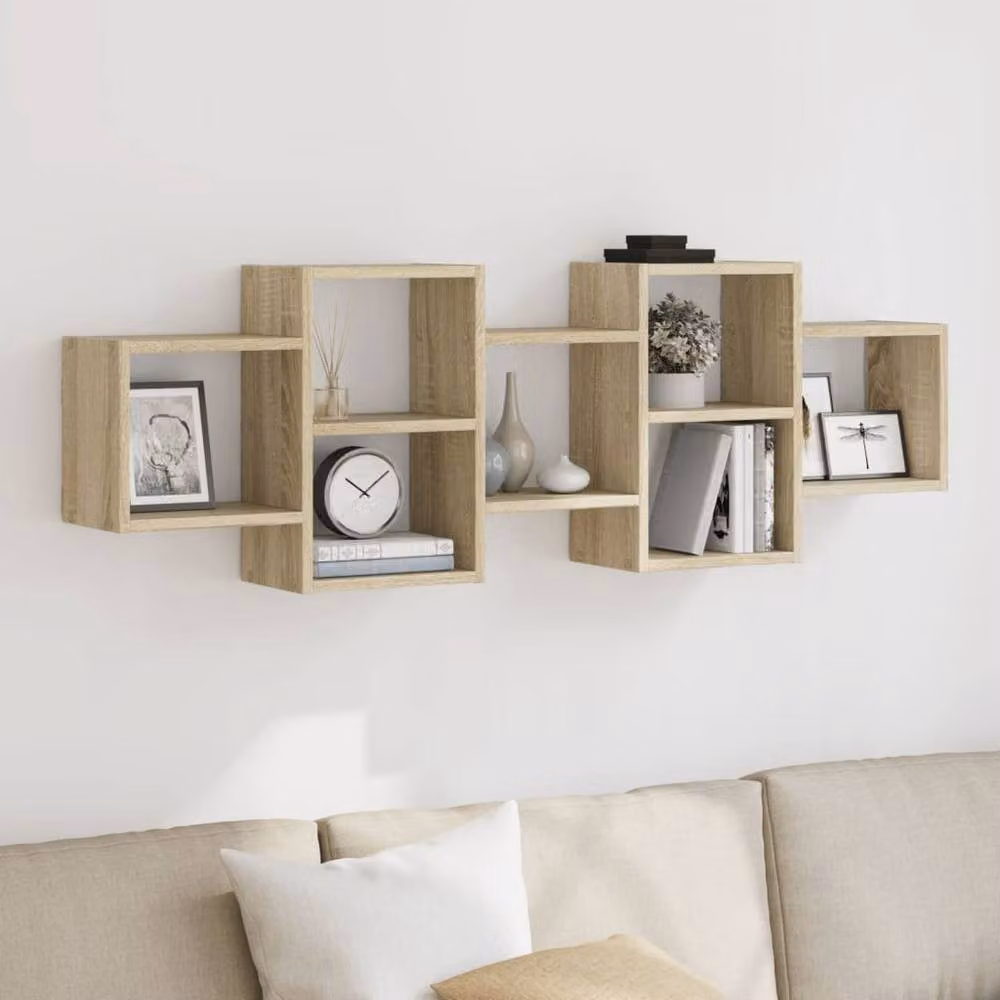 Berkfield Home Sonoma Oak Wall Shelf in Beige, W/D/H: 129 x 42 x 18 cm – 2