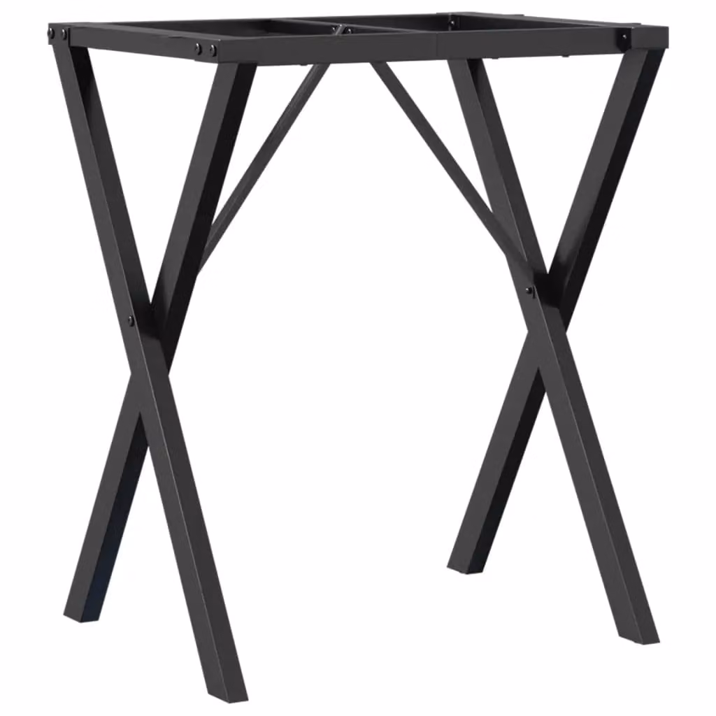 Berkfield Home X-Frame Dining Table Legs in Black Steel, W/D/H: 60 x 50 x 73 cm – 2