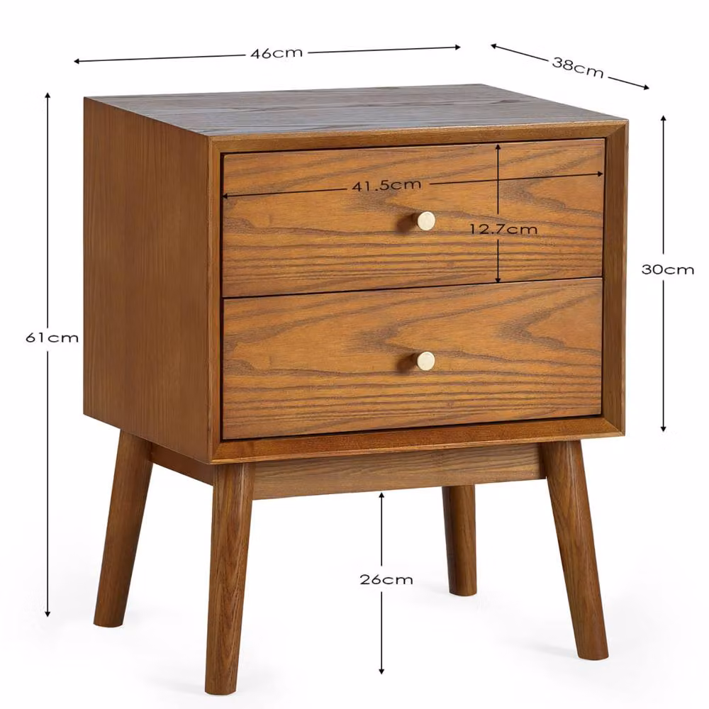 Cheshire Premium Calder 2 Drawer Bedside Unit in Brown – 5