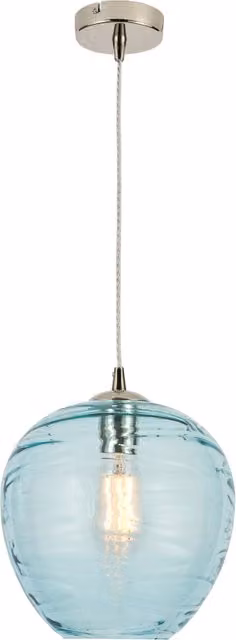 Litecraft Visconte Sarno Blue and Silver Nickel Ceiling Pendant with Glass Sphere Shade