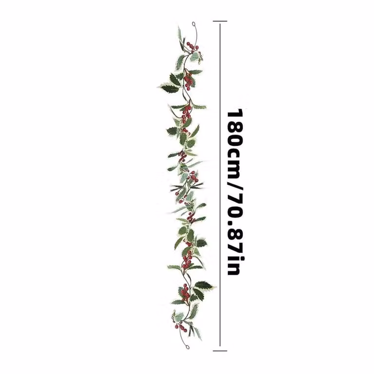 PAWNORA 2m Green Holly Leaf Christmas Garland