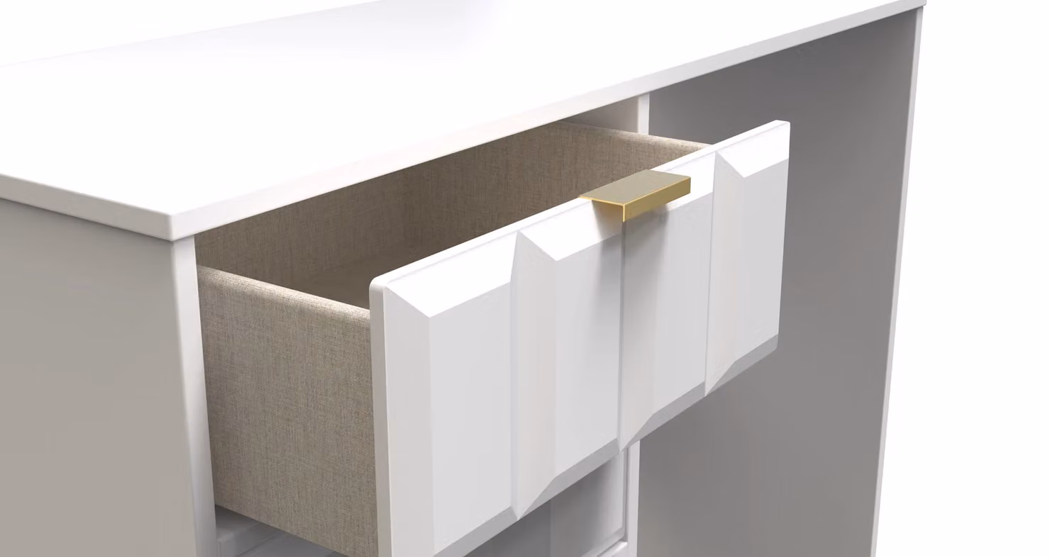 2 U Metro Ready Assembled 4 Drawer Vanity in White and Gold – 3