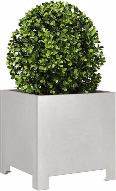 Berkfield Home Durable Stainless Steel Garden Planter Tub in Silver, W/D/H: 30 x 30 x 30 cm