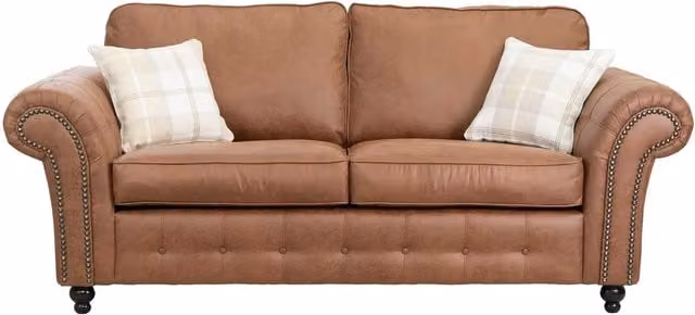 LUXURY LIFE Oakley 3 Seater Fabric Sofa in Beige and Brown