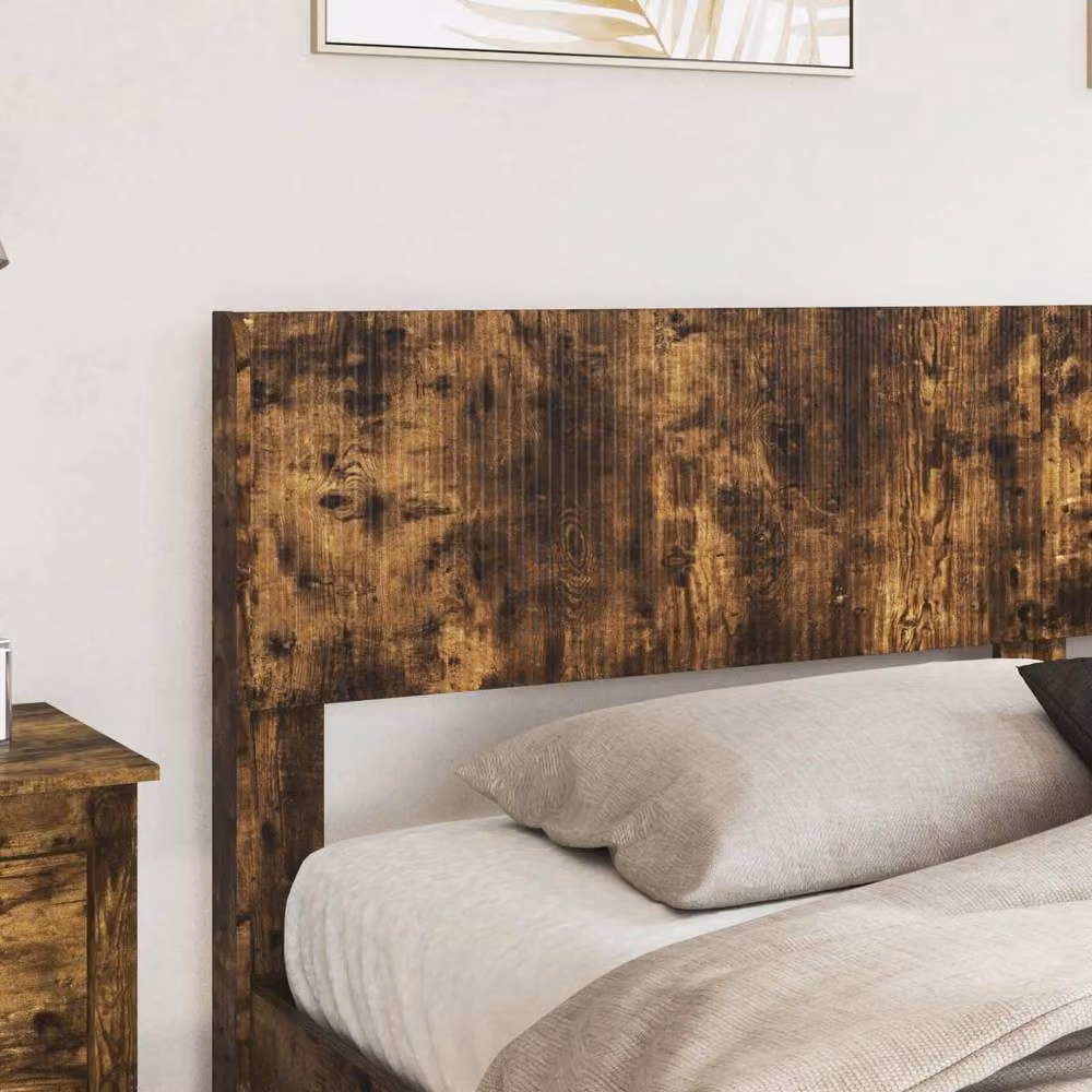Berkfield Home Modern Bed Frame with Headboard and Side Compartment Storage, Smoked Oak, Brown, W/D/H: 180 x 200 cm – 3