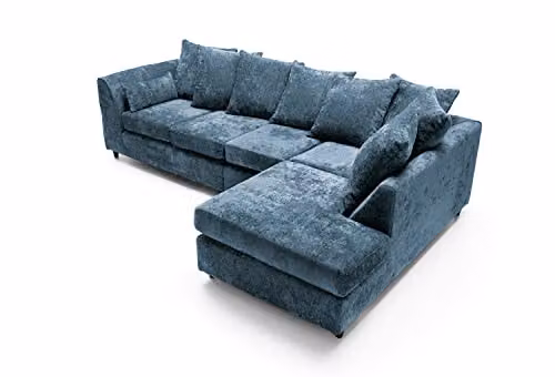 Abakus Direct Harriet Large Right Facing Corner Sofa in Dark Blue Crushed Chenille – 6