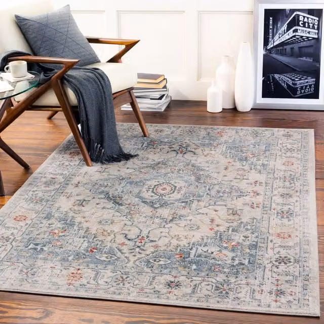 Livabliss Jolie Vintage Boho Rectangular Rug in Mid Grey, W: 200 cm, D: 275 cm – 1