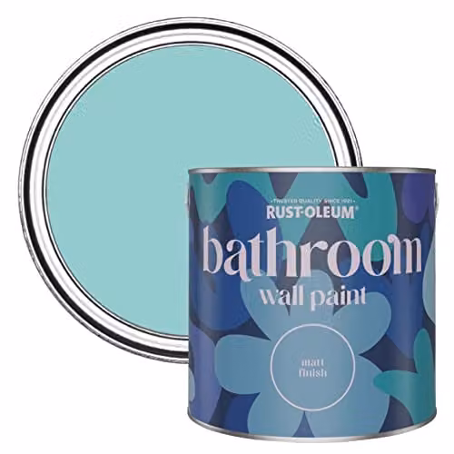 Rust-Oleum Petrol Blue Matt Water-Based Bathroom Wall and Ceiling Paint, 2.5L