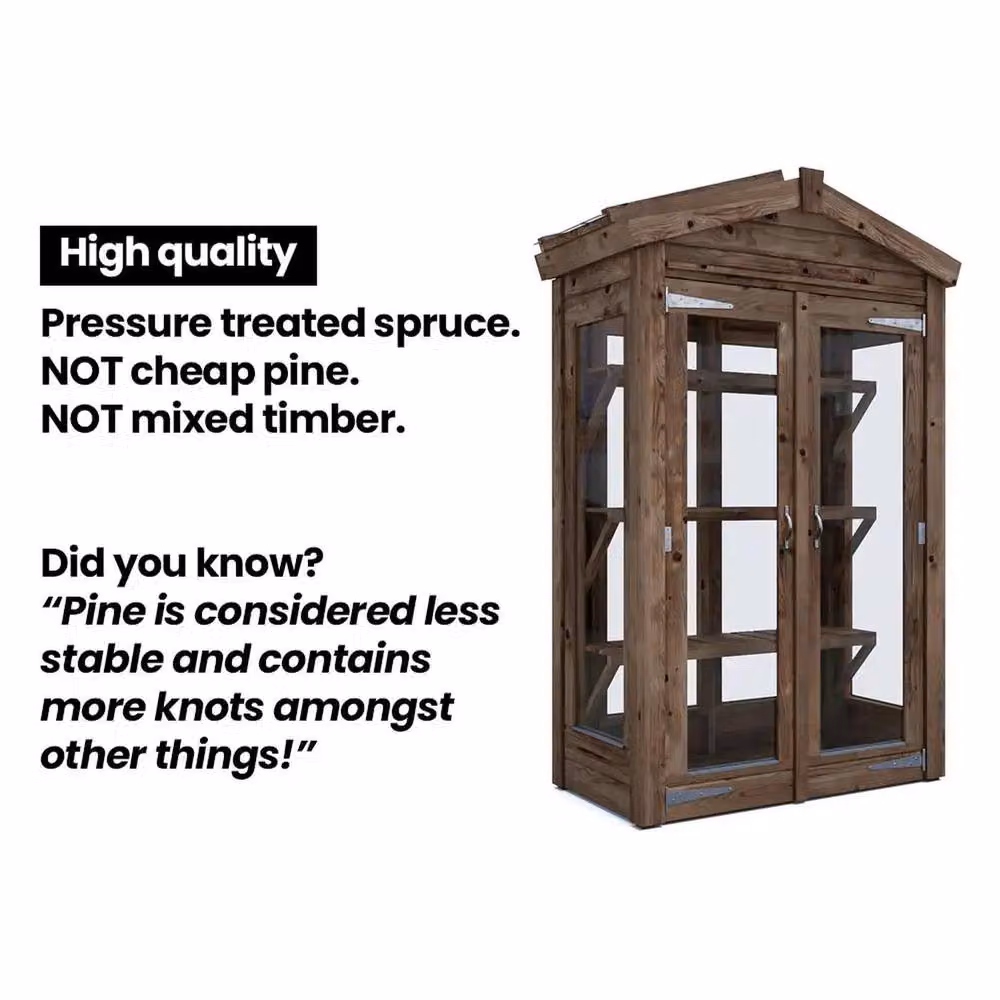 Dunster House Wooden Sprouthouse Greenhouse in Brown, W: 120 cm, D: 60 cm – 3