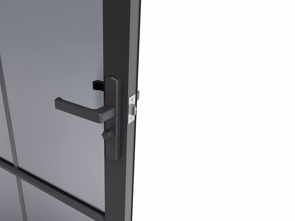 Vente-unique Reversible Swing Door in Black Aluminium and Smoked Tempered Glass, H: 204 cm x W: 73 cm x D: 2 cm – 4