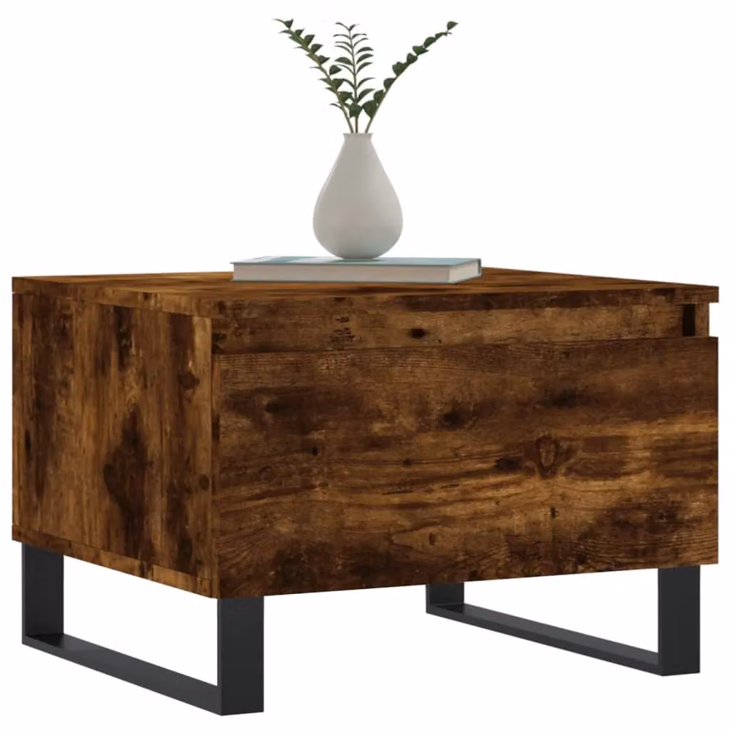 Berkfield Home Set of 2 Modern Nested Coffee Tables in Smoked Oak Brown, W/D/H: 50 x 46 x 35 cm – 3
