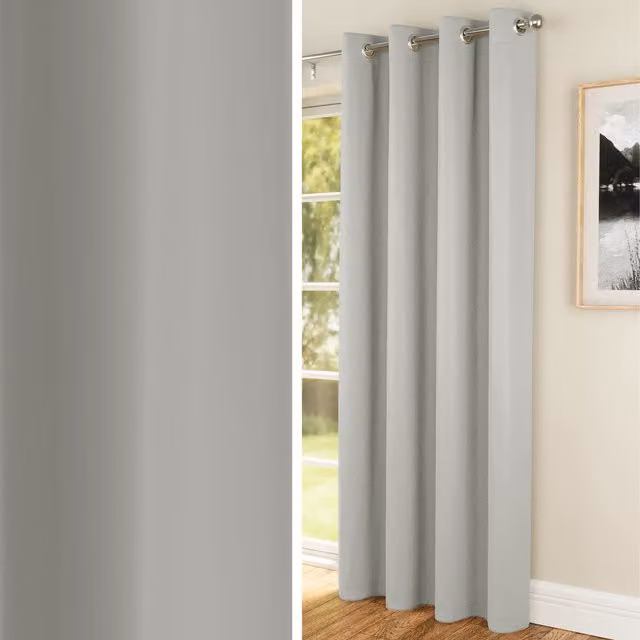 Enhanced Living Supersoft Plain Thermal Eyelet Single Door Curtain in Grey