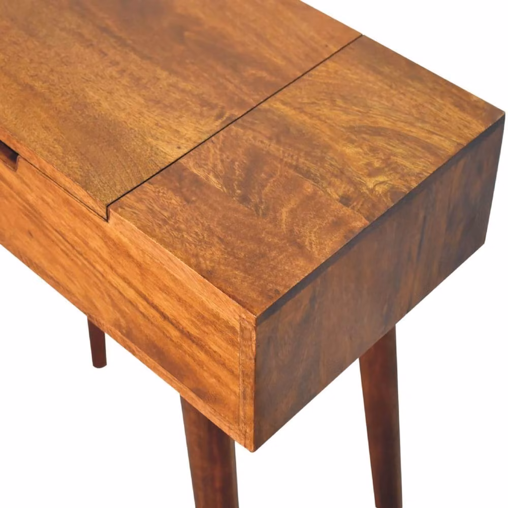 Wyld Haus Olbia Mango Wood Dressing Table with Tri-Fold Mirror in Brown, W/D/H: 78 x 35 x 70 cm – 4