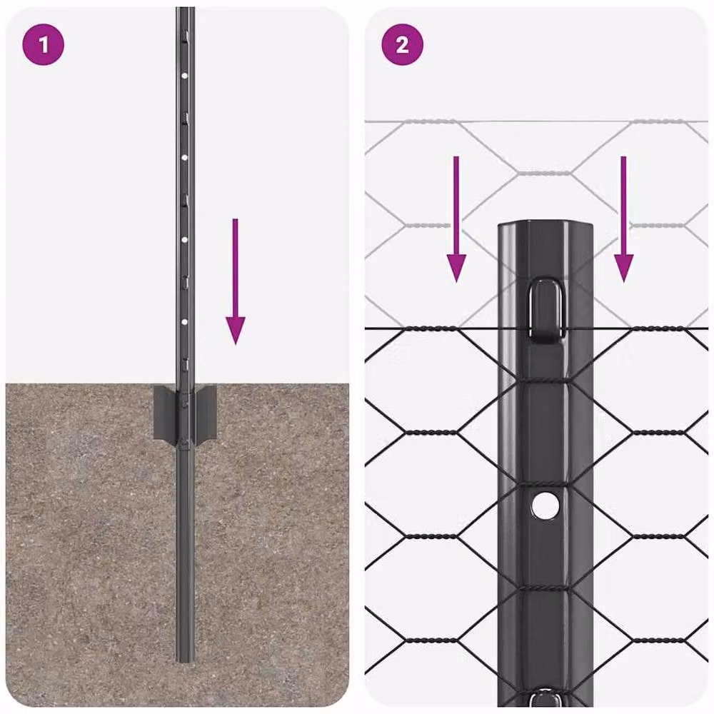Berkfield Home 11-Piece Steel U-Channel Hexagon Fence Posts in Dark Grey, Height: 60 cm – 4