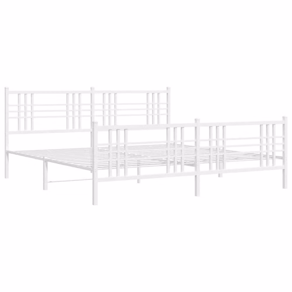 Berkfield Home Metal Bed Frame with Footboard, White, W: 183 cm, D: 213 cm – 3