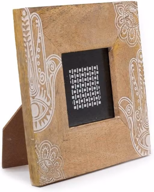 KDMD Hansa White and Brown Mango Wood Square Picture Frame for 10x15cm Photos, W/H/D: 20 x 20 x 2 cm