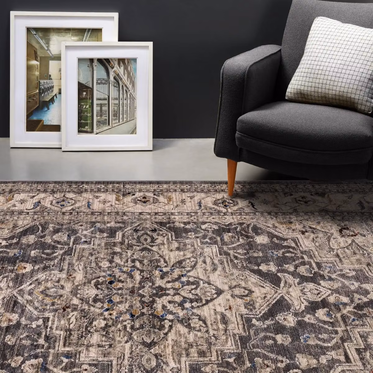 The Rug Shop UK Charcoal Traditional Border Rug, Grey, W: 200 cm, D: 290 cm – 3