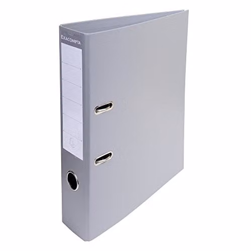 Exacompta Prem'Touch PVC Lever Arch File for A4 Documents, 2 Rings, Grey, W: 32.0 cm, H: 29.0 cm, Spine: 7.0 cm