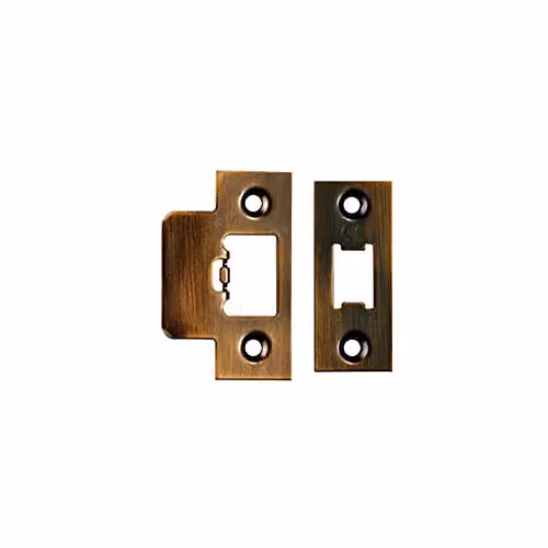 Loops Forend Strike and Fixing Pack for Tubular Latches in Antique Brass – 2