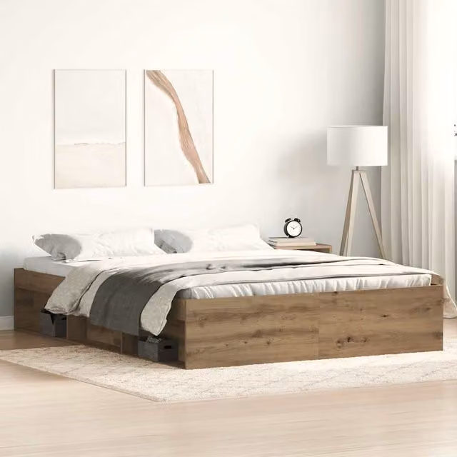 Berkfield Home Artisan Oak Bed Frame in Brown, W/D/H: 150 x 200 cm