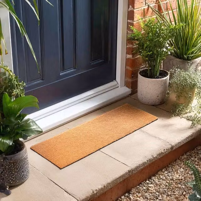 Nicoman Pack of 2 Non-Shed Synthetic Coir Step Mats in Beige, W/D: 75 x 25 cm