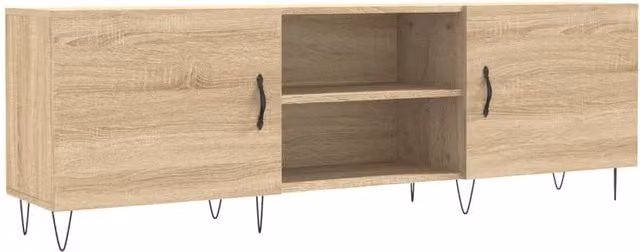 Berkfield Home Industrial TV Cabinet in Sonoma Oak and Brown, W/D/H: 150 x 30 x 50 cm