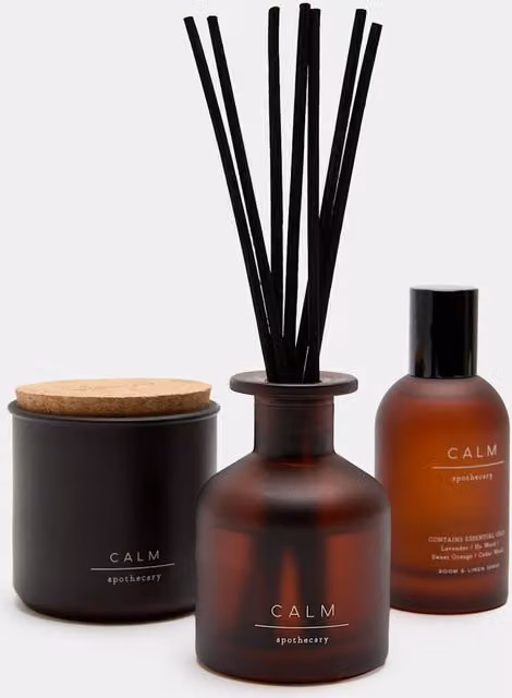 M&S Calm Home Scenting Gift Set in Amber with Reed Diffuser and Floral, Woody, and Fruity Notes