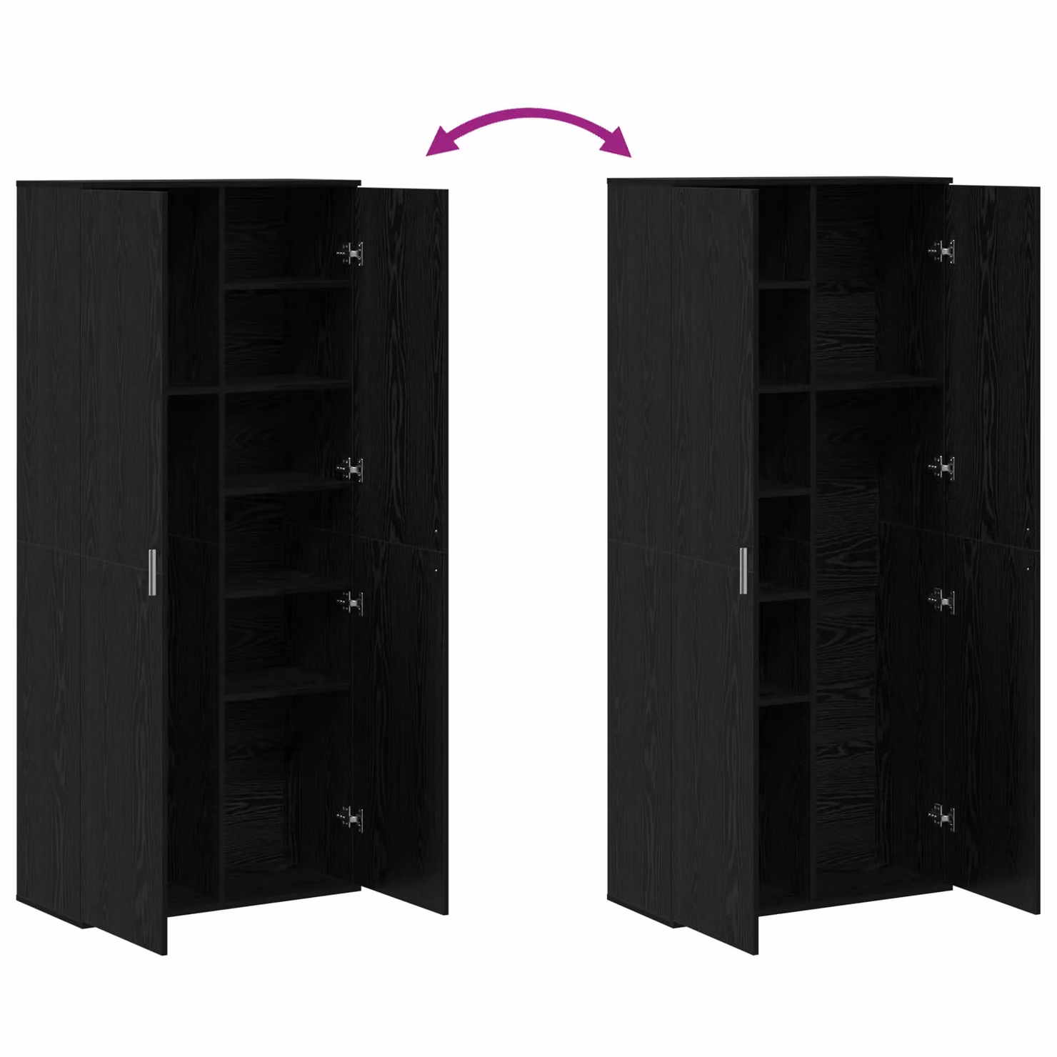 Berkfield Home Black Oak Modern Highboard with Hinged Doors, W/D/H: 80 x 35 x 180 cm – 5