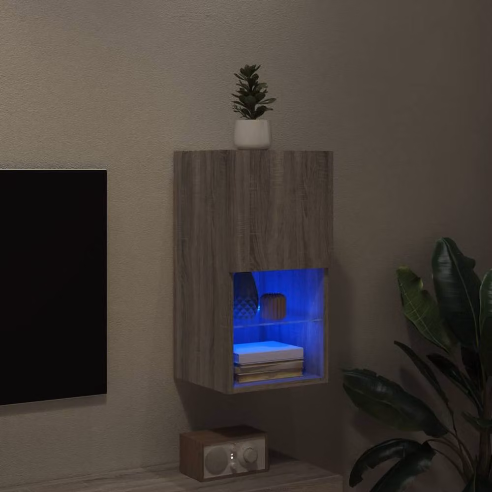 Berkfield Home Modern TV Cabinet with LED Lights in Grey Sonoma, W/D/H: 60 x 30.5 x 30 cm – 4